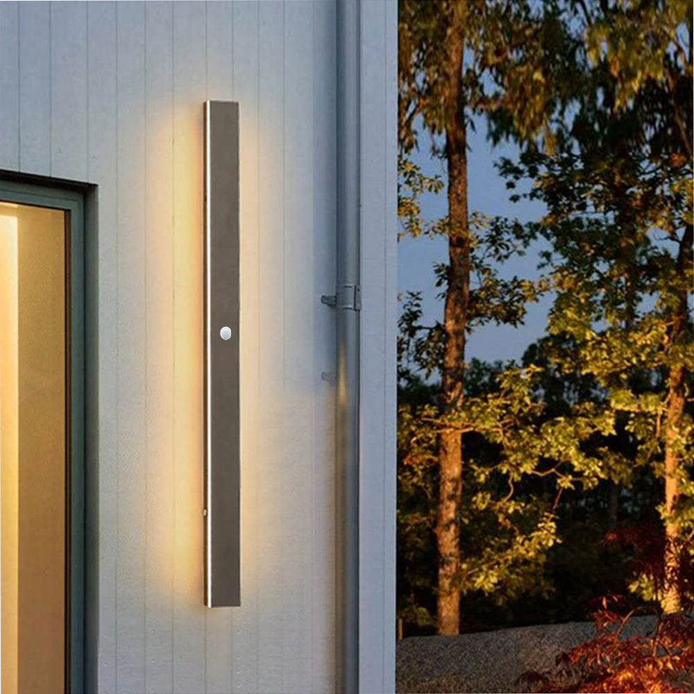 LED-Wandleuchte für den Außenbereich, 200 cm, schwarz, wetterfestes Gehäuse für Fassade, Garten, Terrasse, Flur, Weg, Eingang, IP65, architektonisch, schmal | Thomler