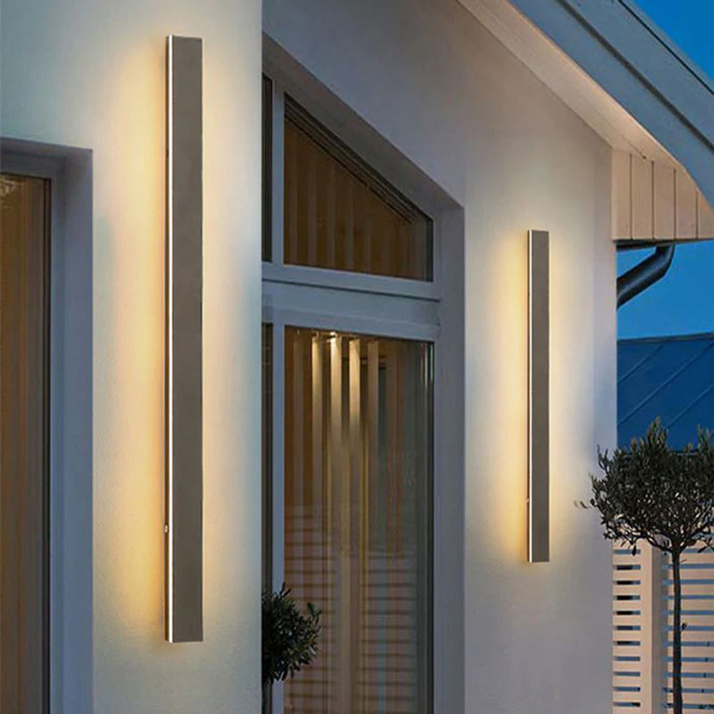 LED-Wandleuchte für den Außenbereich, 200 cm, schwarz, wetterfestes Gehäuse für Fassade, Garten, Terrasse, Flur, Weg, Eingang, IP65, architektonisch, schmal | Thomler
