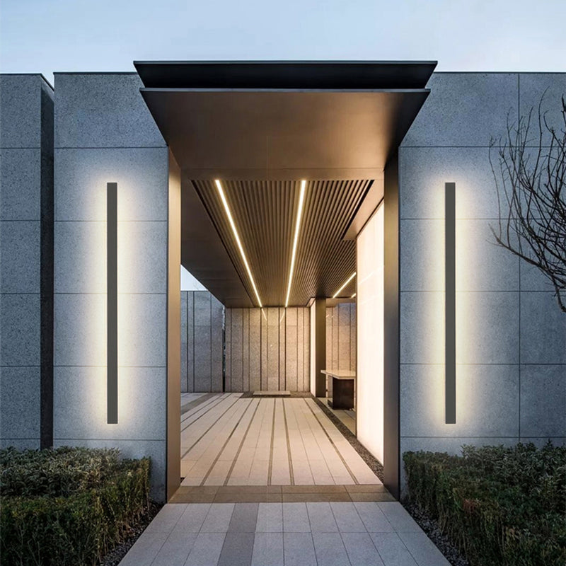 LED-Wandleuchte für den Außenbereich, 200 cm, schwarz, wetterfestes Gehäuse für Fassade, Garten, Terrasse, Flur, Weg, Eingang, IP65, architektonisch, schmal | Thomler