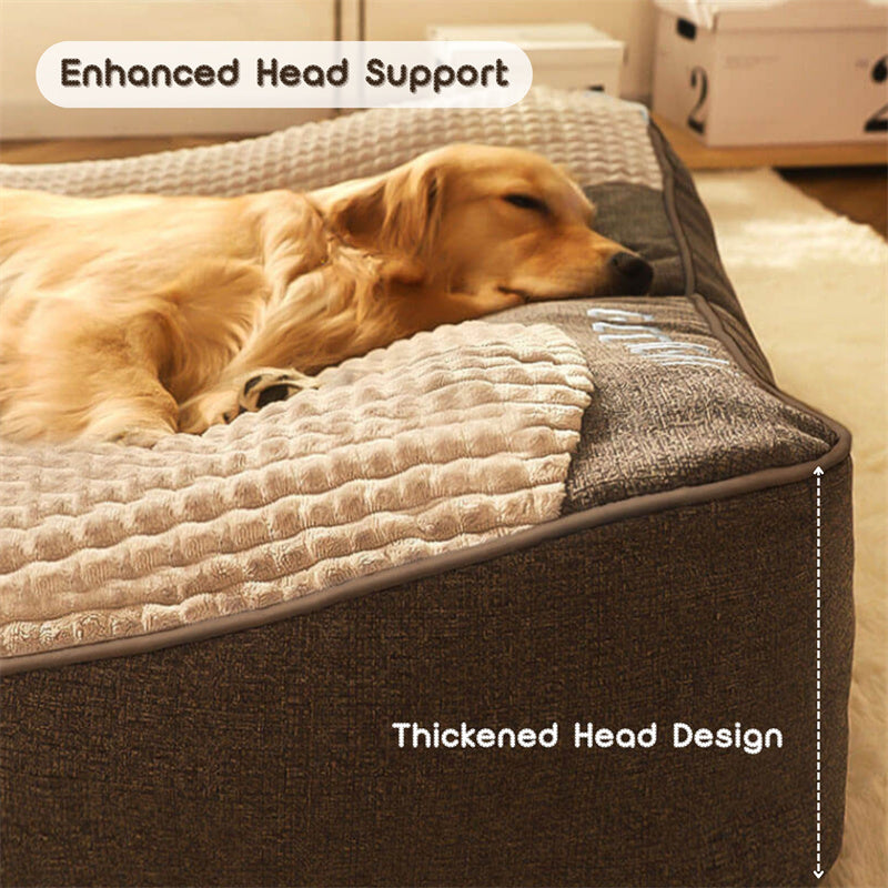 Plush Bolster Pet Lounger with Supportive Rim for Medium to Large Dogs – Cushioned Sleeping Pad in Brown – Removable Washable Cover – 31 × 2 | Thomler