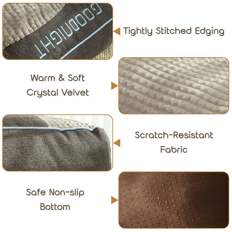 Plush Bolster Pet Lounger with Supportive Rim for Medium to Large Dogs – Cushioned Sleeping Pad in Brown – Removable Washable Cover – 31 × 2 | Thomler