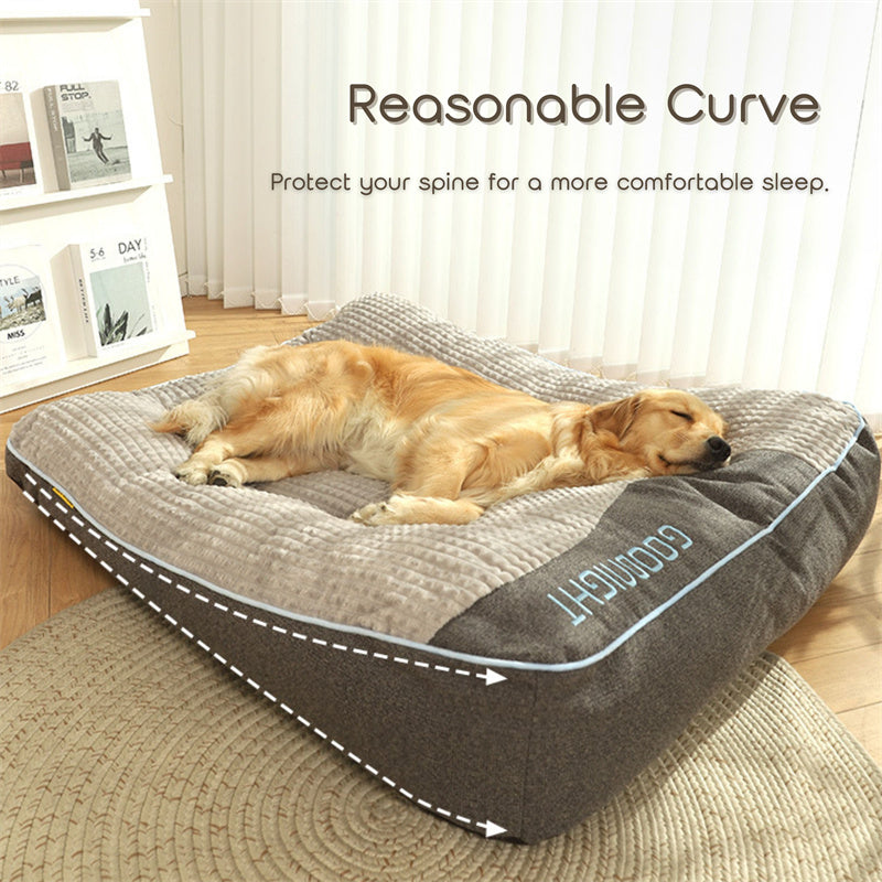 Plush Bolster Pet Lounger with Supportive Rim for Medium to Large Dogs – Cushioned Sleeping Pad in Brown – Removable Washable Cover – 31 × 2 | Thomler