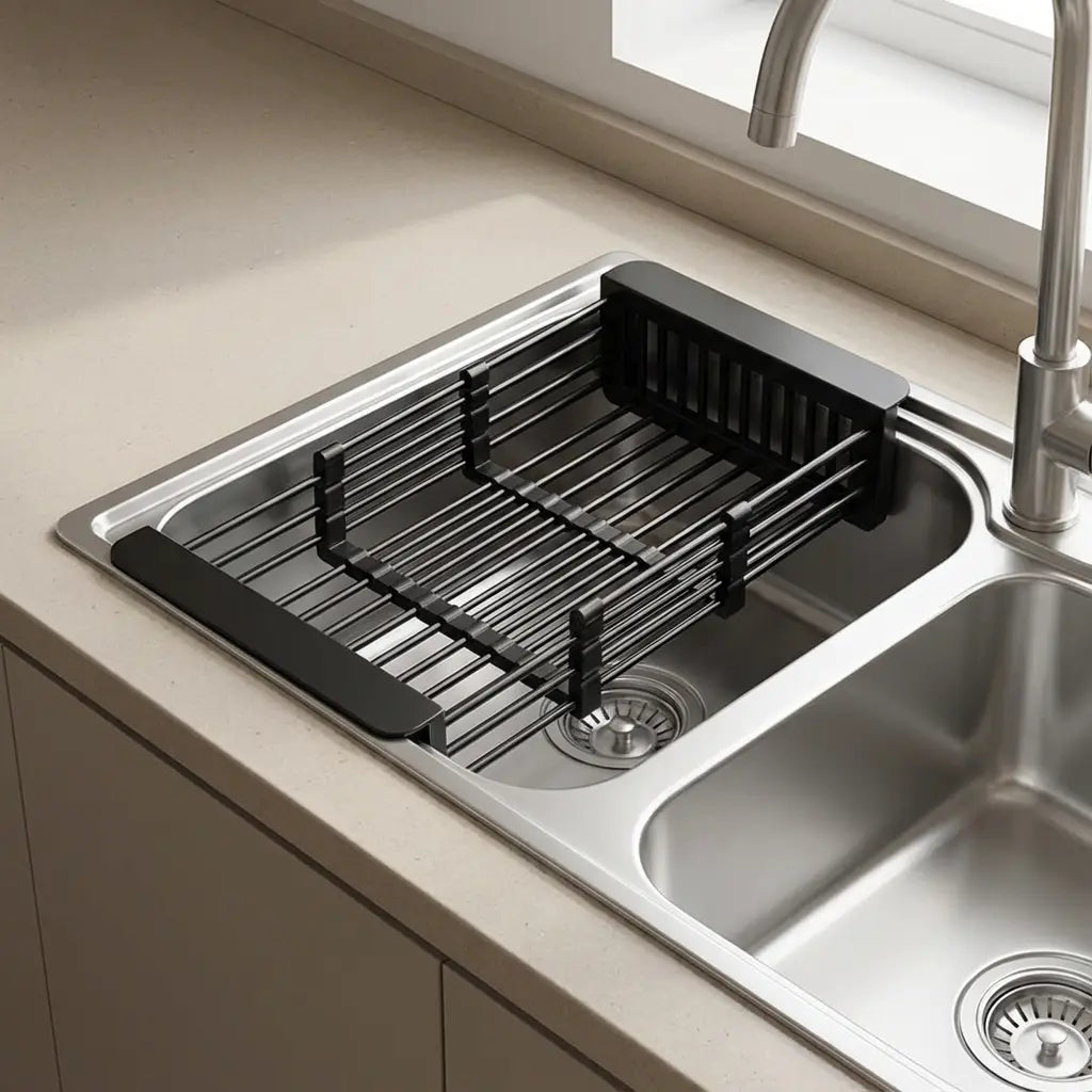 Over-Sink Dish Drying Rack Expandable Stainless Steel for Kitchen Counter Space Saving Drainer Basket | Thomler