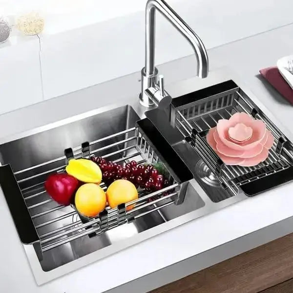 Over-Sink Dish Drying Rack Expandable Stainless Steel for Kitchen Counter Space Saving Drainer Basket | Thomler
