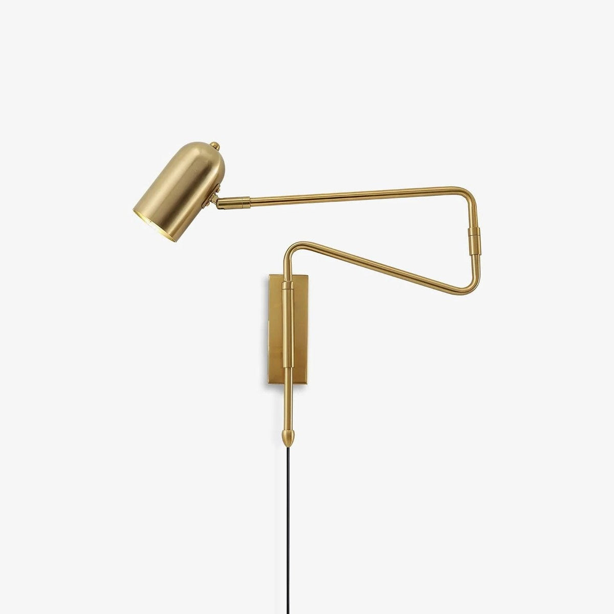 Swing-Arm Reading Sconce with Rotating Shade Metal Plug-In Fixture Black & Gold Finish for Bedroom Living Room Study Nook Task Lighting | Thomler
