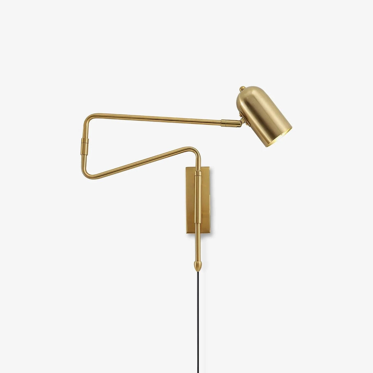 Swing-Arm Reading Sconce with Rotating Shade Metal Plug-In Fixture Black & Gold Finish for Bedroom Living Room Study Nook Task Lighting | Thomler