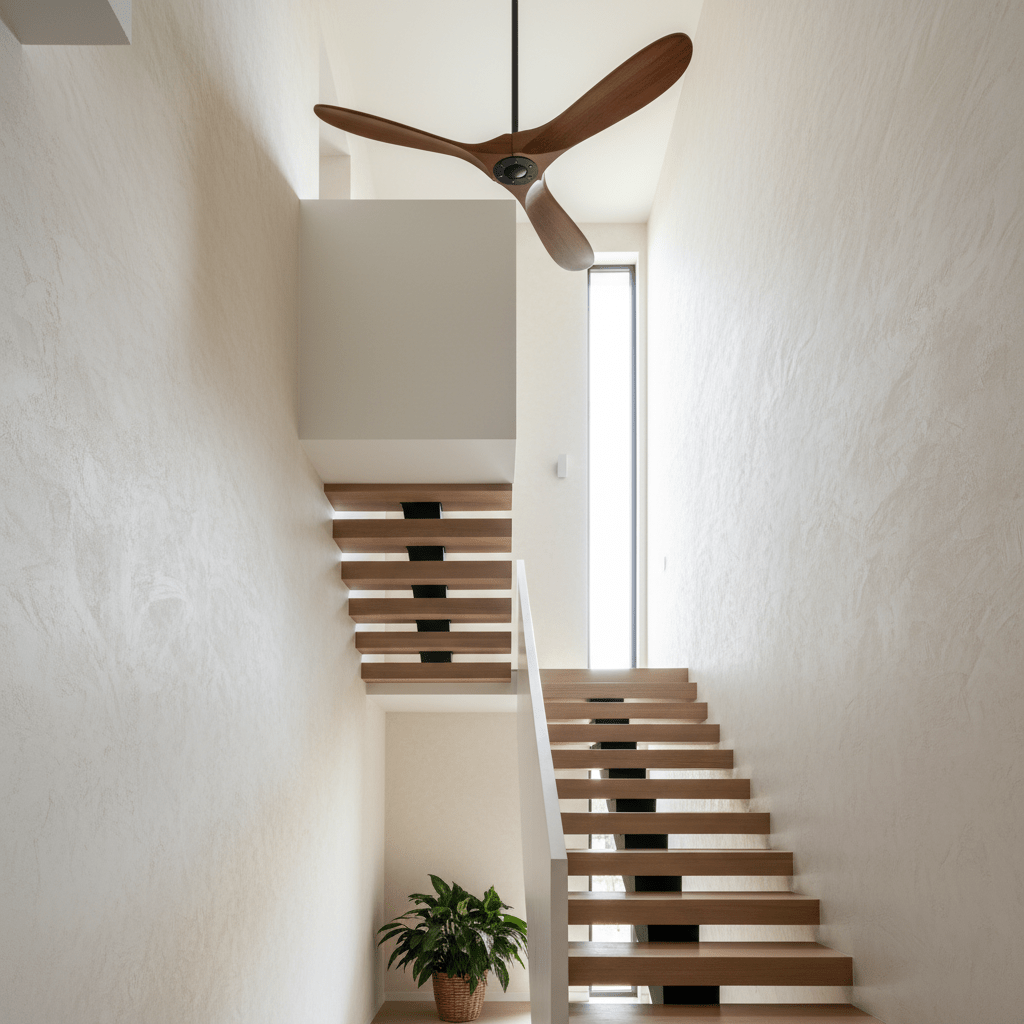 DC Motor Ceiling Fan with Wooden Blades 42 or 52 Inch Diameter Remote Control Indoor Air Circulation for Bedrooms Living Rooms Offices Low