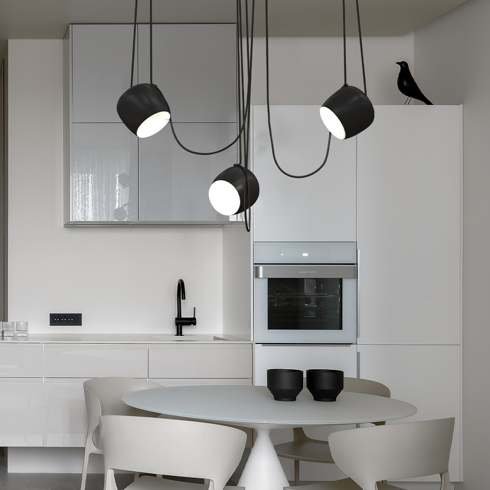 Ceiling Pendant Light Fixture with Adjustable Heads and Cable, 10W LED Dimmable Hanging Lamp, Black Aluminum Modern Lighting for Kitchen Isl | Thomler