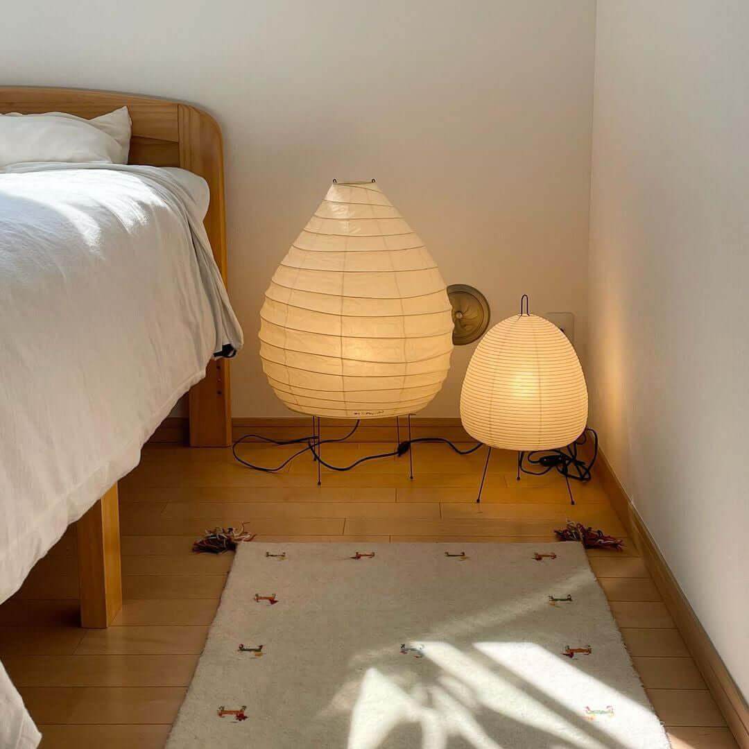 Floor-Standing Paper Shade Light 24 Inches Tall Bedroom Nightstand Illumination Japanese-Inspired Accent Fixture Sculptural Living Room Corn | Thomler