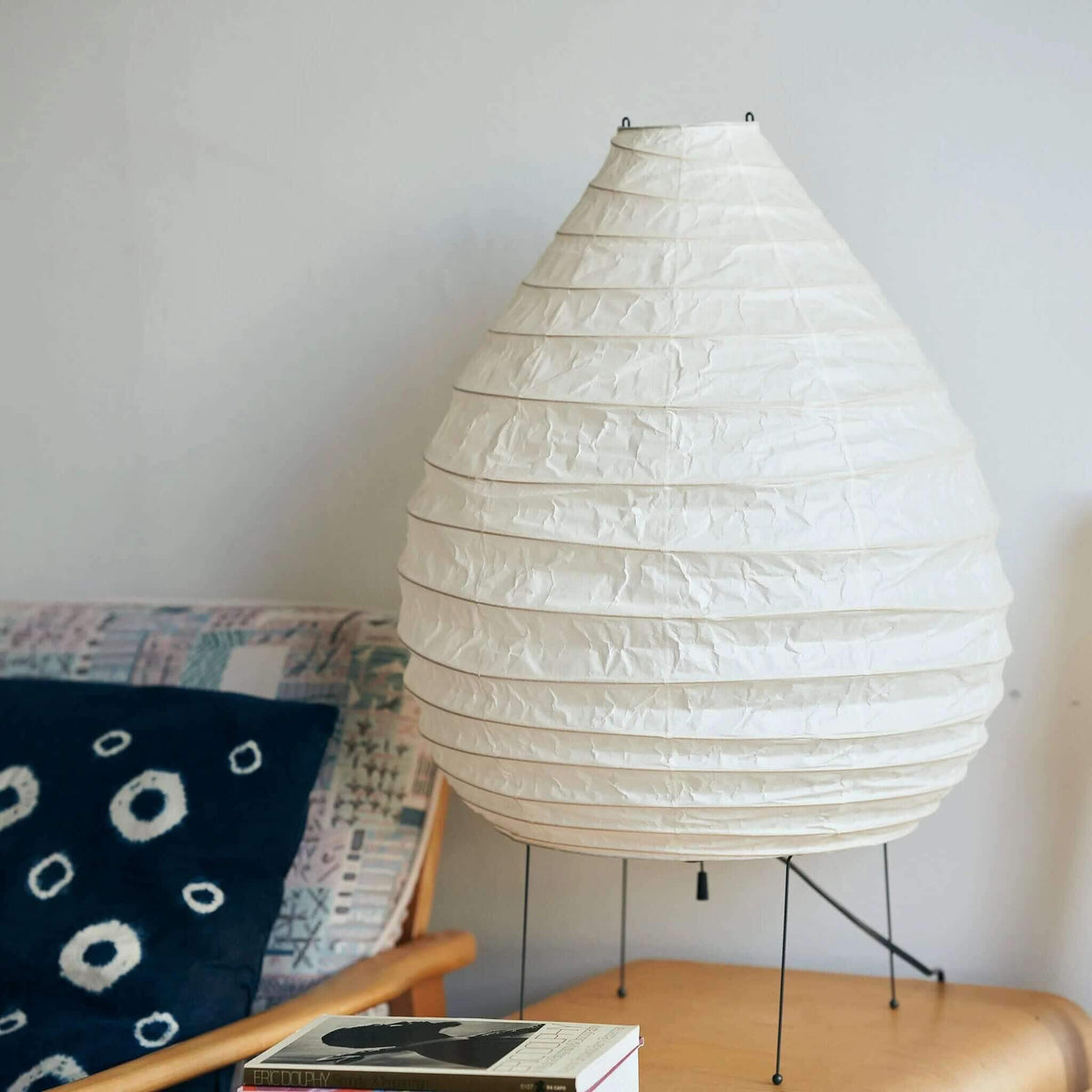 Floor-Standing Paper Shade Light 24 Inches Tall Bedroom Nightstand Illumination Japanese-Inspired Accent Fixture Sculptural Living Room Corn | Thomler