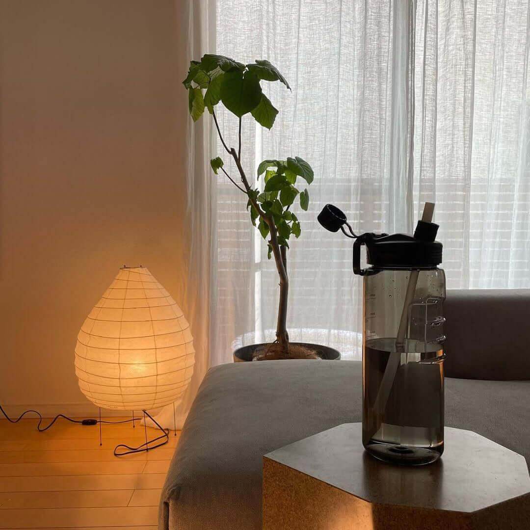 Floor-Standing Paper Shade Light 24 Inches Tall Bedroom Nightstand Illumination Japanese-Inspired Accent Fixture Sculptural Living Room Corn | Thomler