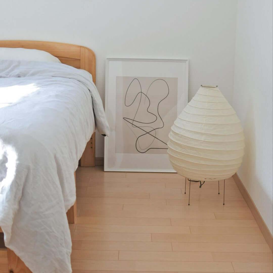 Floor-Standing Paper Shade Light 24 Inches Tall Bedroom Nightstand Illumination Japanese-Inspired Accent Fixture Sculptural Living Room Corn | Thomler