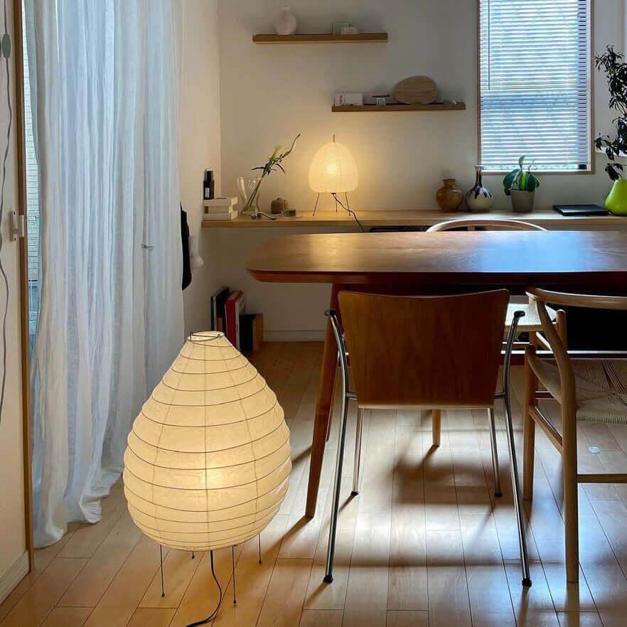 Floor-Standing Paper Shade Light 24 Inches Tall Bedroom Nightstand Illumination Japanese-Inspired Accent Fixture Sculptural Living Room Corn | Thomler