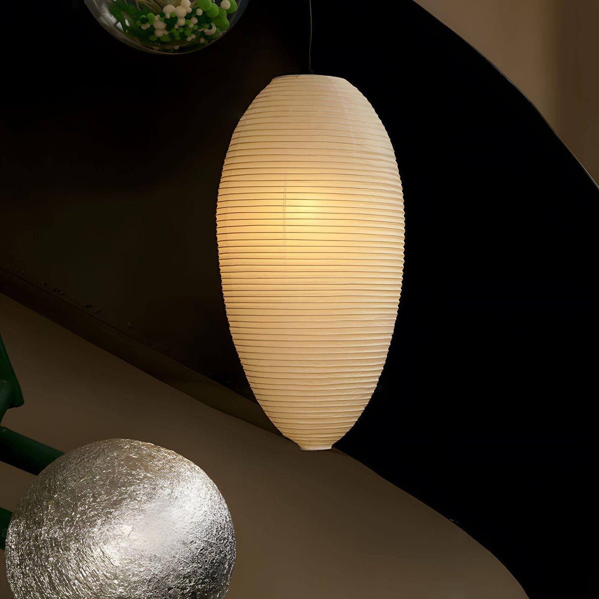 Hanging Ceiling Fixture with Translucent Rice Paper Lampshade 11.4"×19.7" for Dining Room Kitchen Bedroom Ambient Overhead Lighting | Thomler