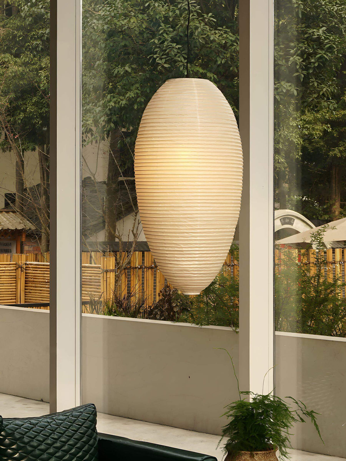 Hanging Ceiling Fixture with Translucent Rice Paper Lampshade 11.4"×19.7" for Dining Room Kitchen Bedroom Ambient Overhead Lighting | Thomler