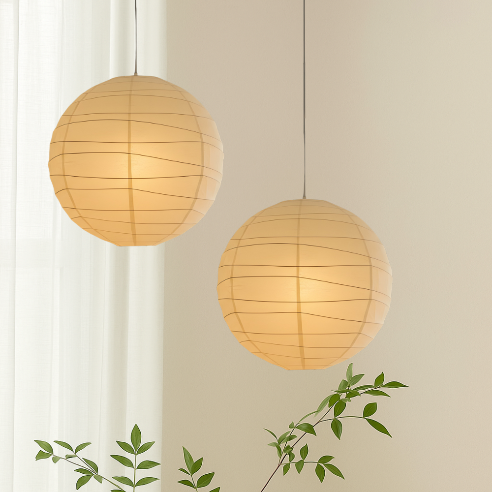 Schwebende Papier-Pendelleuchte, 56 cm, weiße minimalistische Deckenlampe für Schlaf- und Esszimmer | Sanftes Umgebungslicht, höhenverstellbar | Thomler