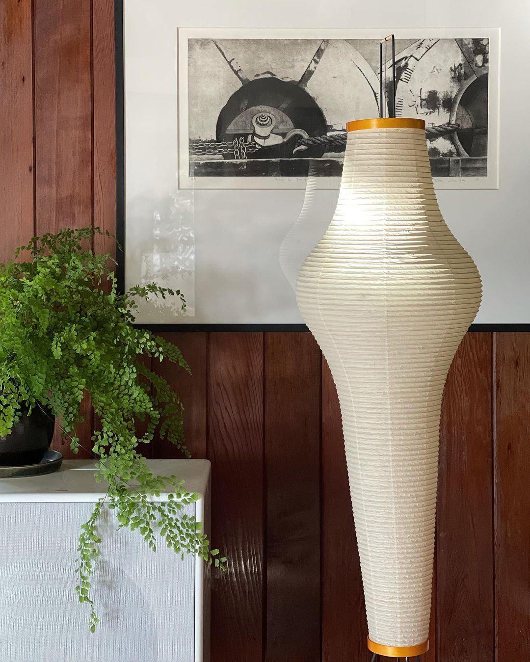 Handcrafted Paper Shade Tripod Standing Lamp 20 in White for Living Room Bedroom Reading Nook Accent Light Japandi Minimalist Decor | Thomler