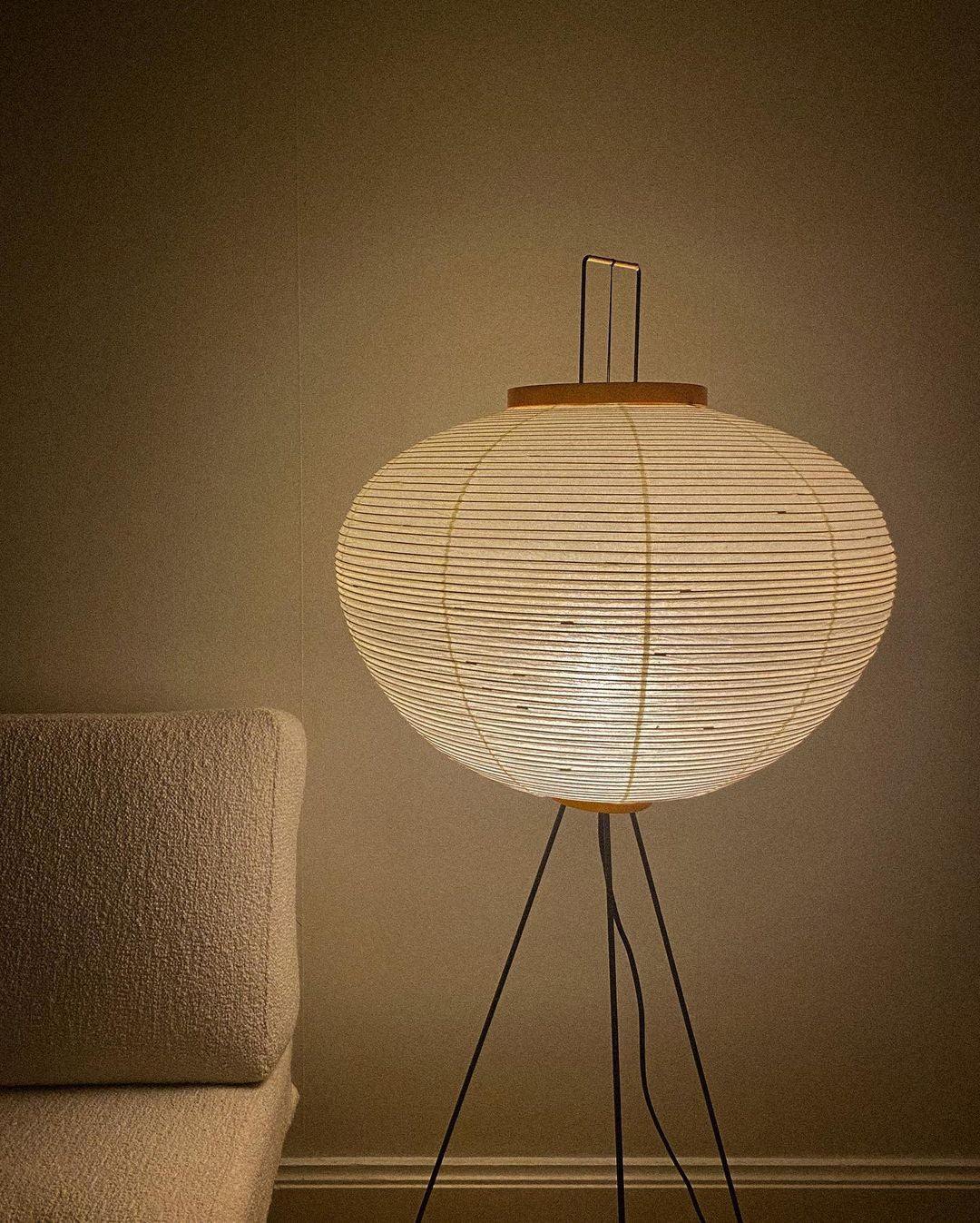 Handcrafted Paper Shade Tripod Standing Lamp 20 in White for Living Room Bedroom Reading Nook Accent Light Japandi Minimalist Decor | Thomler