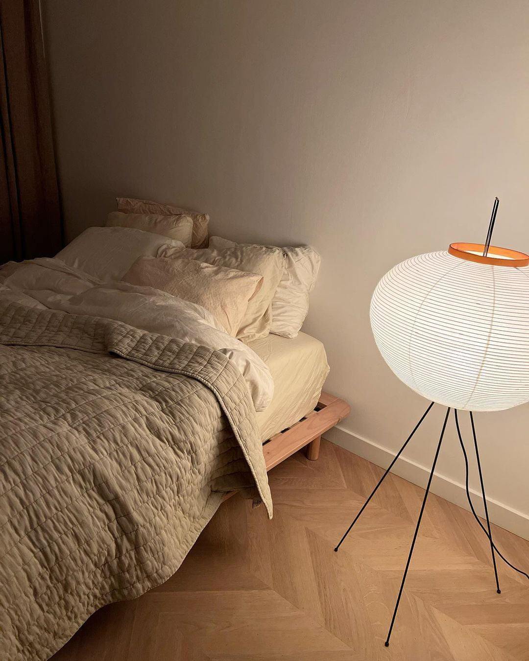 Handcrafted Paper Shade Tripod Standing Lamp 20 in White for Living Room Bedroom Reading Nook Accent Light Japandi Minimalist Decor | Thomler