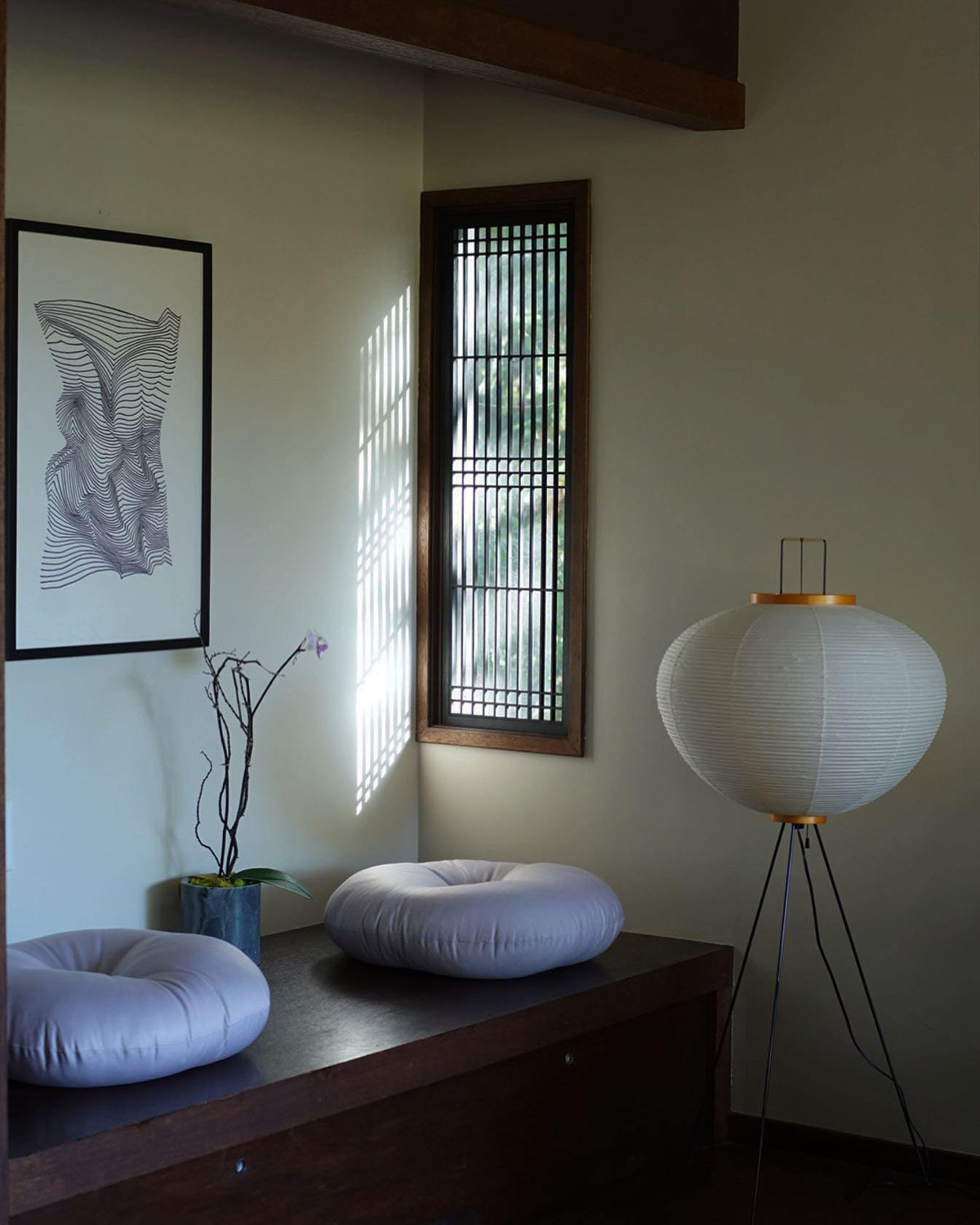 Handcrafted Paper Shade Tripod Standing Lamp 20 in White for Living Room Bedroom Reading Nook Accent Light Japandi Minimalist Decor | Thomler