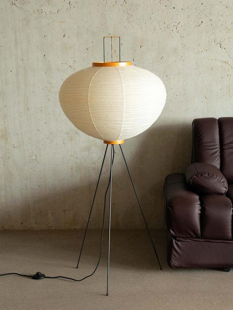 Handcrafted Paper Shade Tripod Standing Lamp 20 in White for Living Room Bedroom Reading Nook Accent Light Japandi Minimalist Decor | Thomler