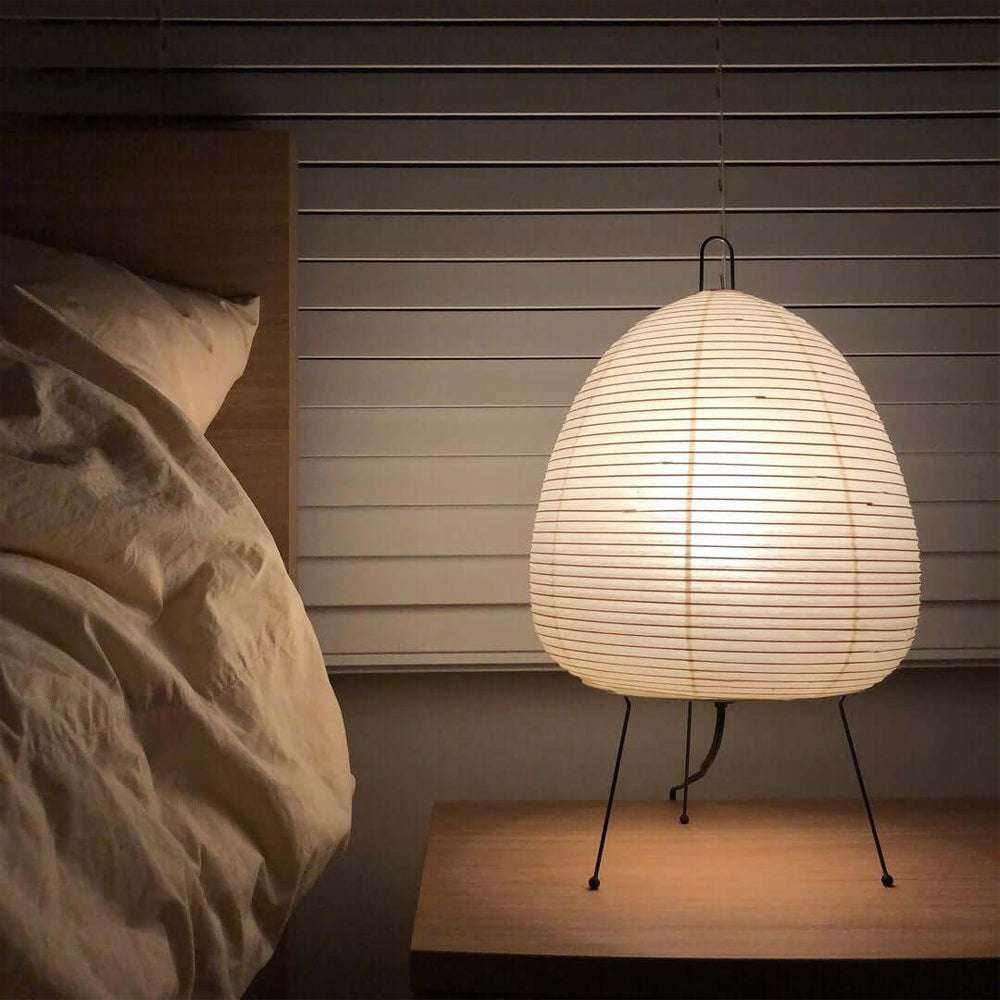 Lámpara de acento con pantalla de papel hecha a mano, 10 pulgadas de ancho, luz nocturna LED de brillo cálido para dormitorio, oficina, escritorio, rincón de lectura, estilo minimalista japonés