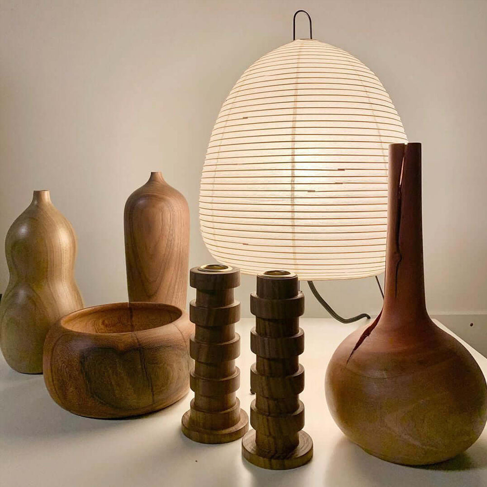 Lámpara de acento con pantalla de papel hecha a mano, 10 pulgadas de ancho, luz nocturna LED de brillo cálido para dormitorio, oficina, escritorio, rincón de lectura, estilo minimalista japonés