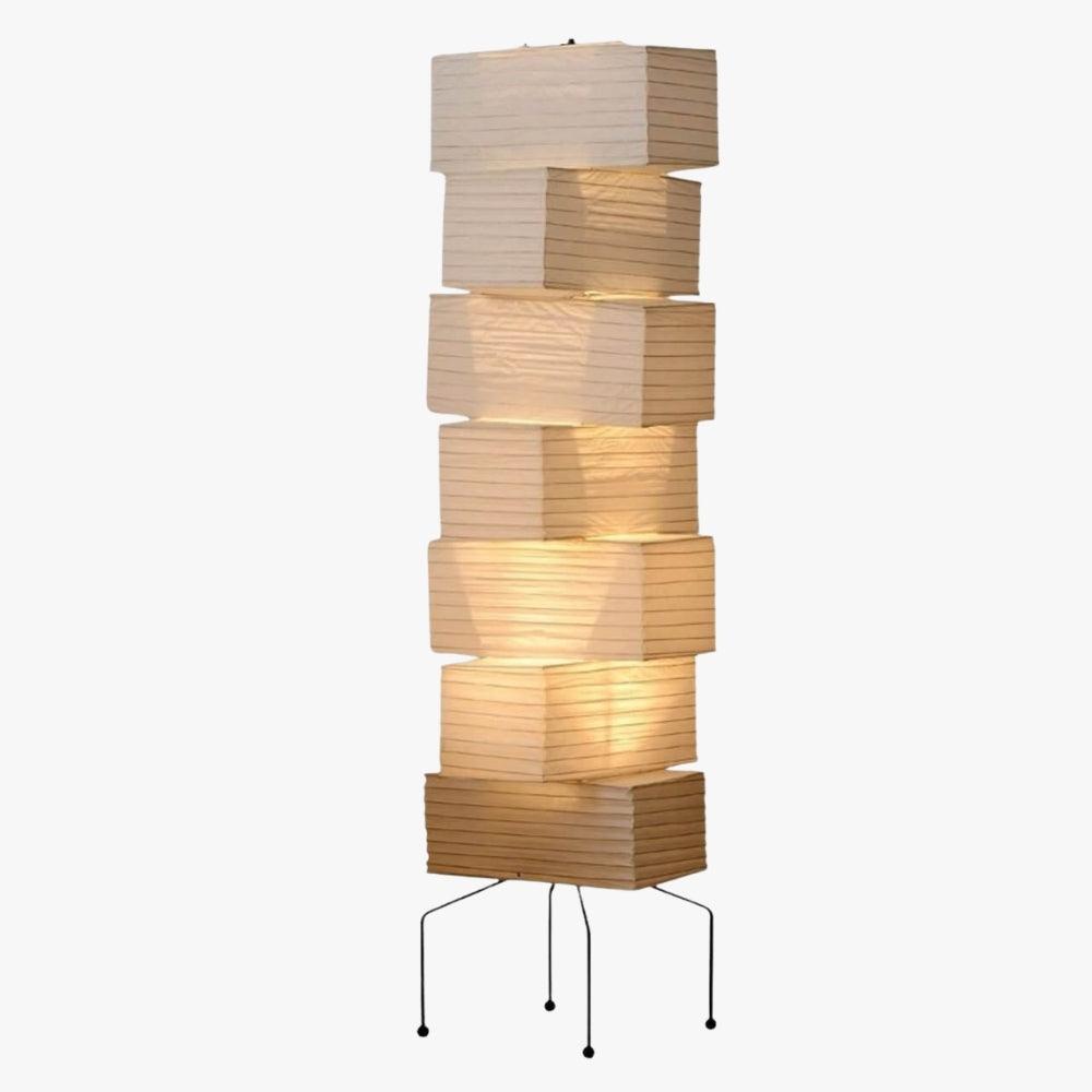 Lámpara de pie alta con pantalla de papel escultural, 19 pulgadas, luz suave y difusa, bambú natural para dormitorio, sala de estar, rincón decorativo, estilo Japandi minimalista Rea | Thomler