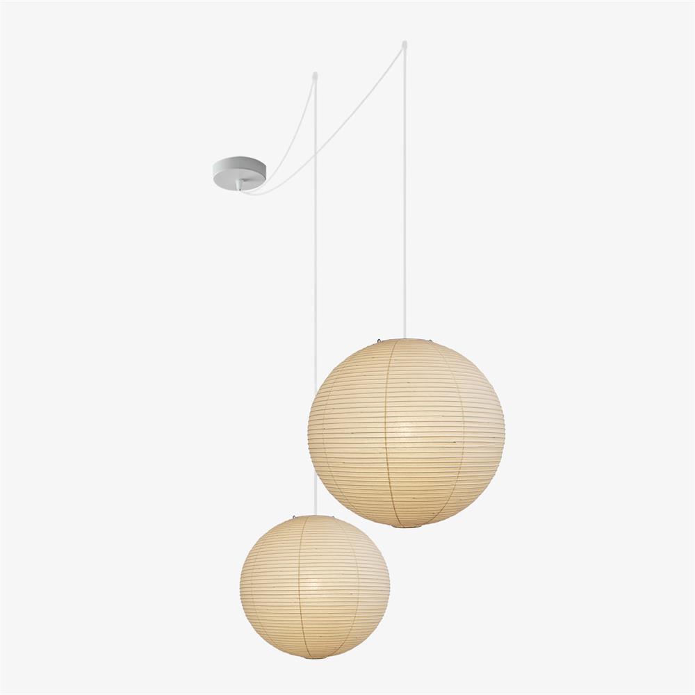 Spherical Wire-Frame Ceiling Fixture with Paper Diffuser for Kitchens & Dining Spaces – Sculptural Overhead Lighting – Adjustable Height Up | Thomler