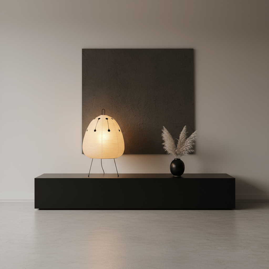 Lámpara de acento con pantalla de papel hecha a mano, 10 pulgadas de ancho, luz nocturna LED de brillo cálido para dormitorio, oficina, escritorio, rincón de lectura, estilo minimalista japonés