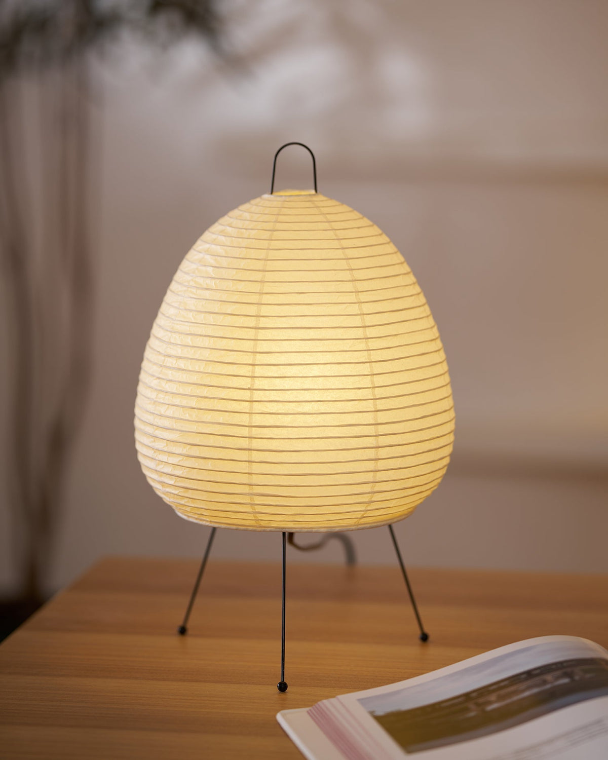 Lámpara de acento con pantalla de papel hecha a mano, 10 pulgadas de ancho, luz nocturna LED de brillo cálido para dormitorio, oficina, escritorio, rincón de lectura, estilo minimalista japonés