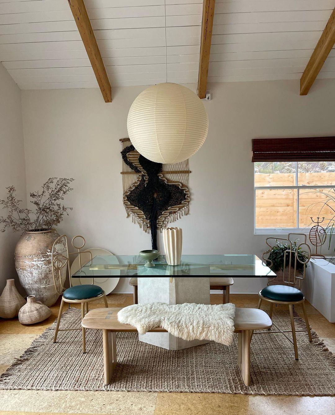 Spherical Wire-Frame Ceiling Fixture with Paper Diffuser for Kitchens & Dining Spaces – Sculptural Overhead Lighting – Adjustable Height Up | Thomler