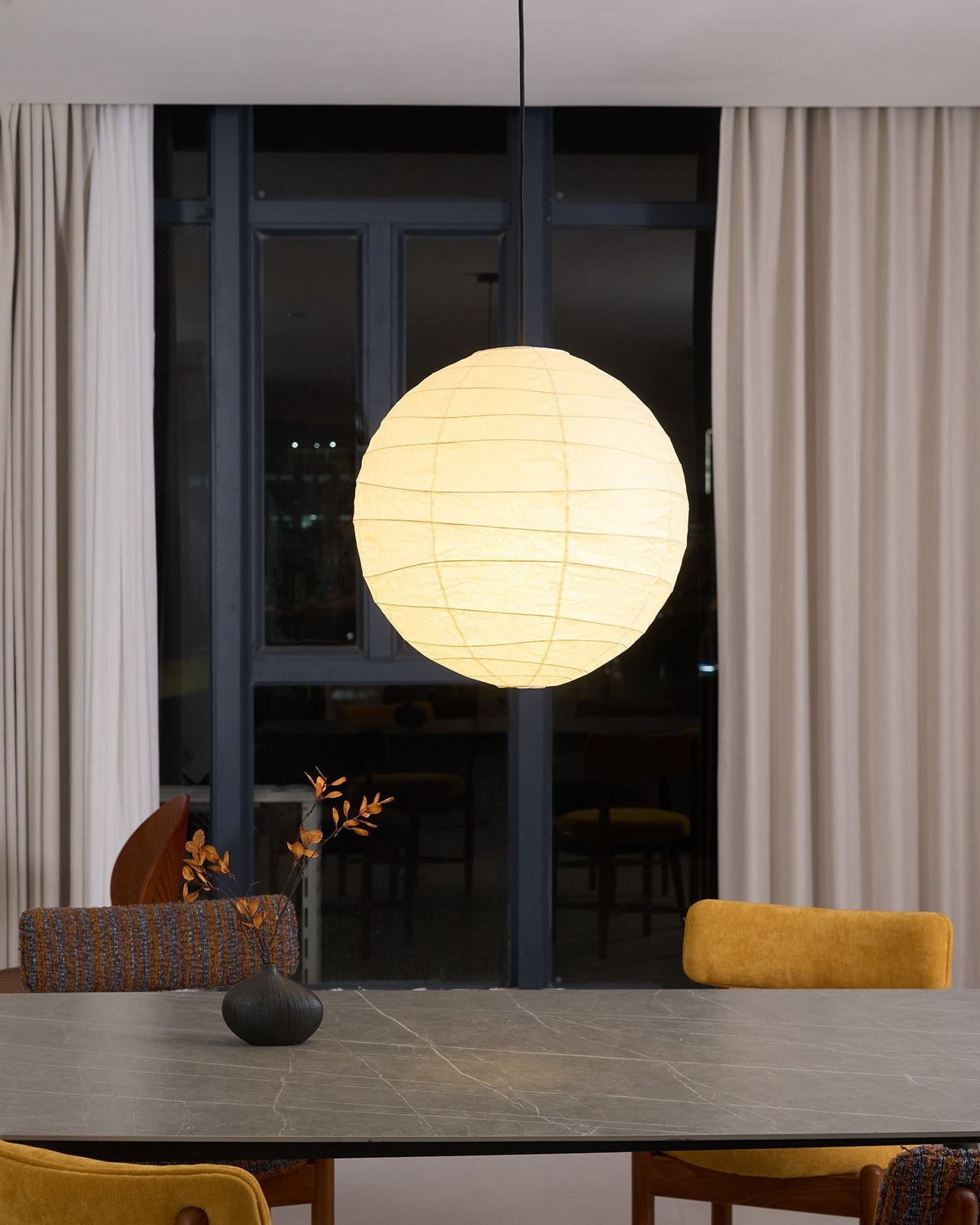 Paper Globe Hanging Light Fixture White Shade Adjustable Wire for Dining Room Living Room Bedroom Overhead Lighting Mid-Century Asian Inspir | Thomler