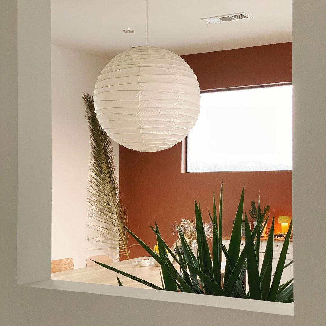 Paper Globe Hanging Light Fixture White Shade Adjustable Wire for Dining Room Living Room Bedroom Overhead Lighting Mid-Century Asian Inspir | Thomler