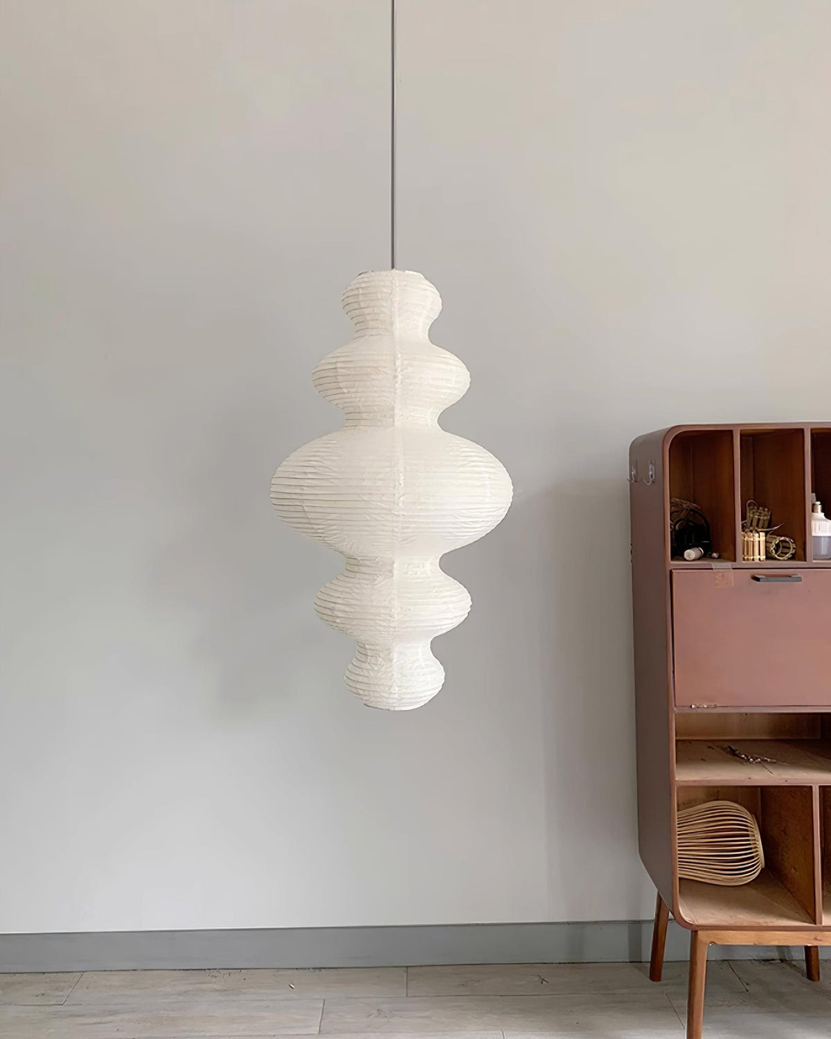 Hanging Lantern Fixture 19-Inch Natural Fiber Shade White Orb Ceiling Light Adjustable 59-Inch Cord for Dining Room Kitchen Island Asian-Ins | Thomler