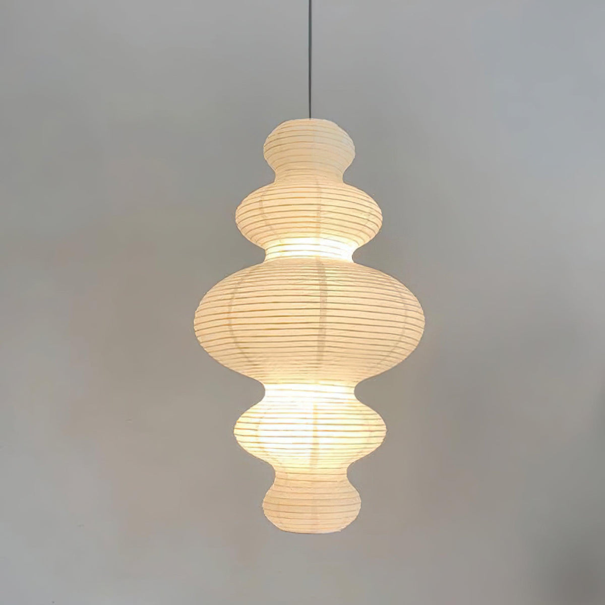 Hanging Lantern Fixture 19-Inch Natural Fiber Shade White Orb Ceiling Light Adjustable 59-Inch Cord for Dining Room Kitchen Island Asian-Ins | Thomler