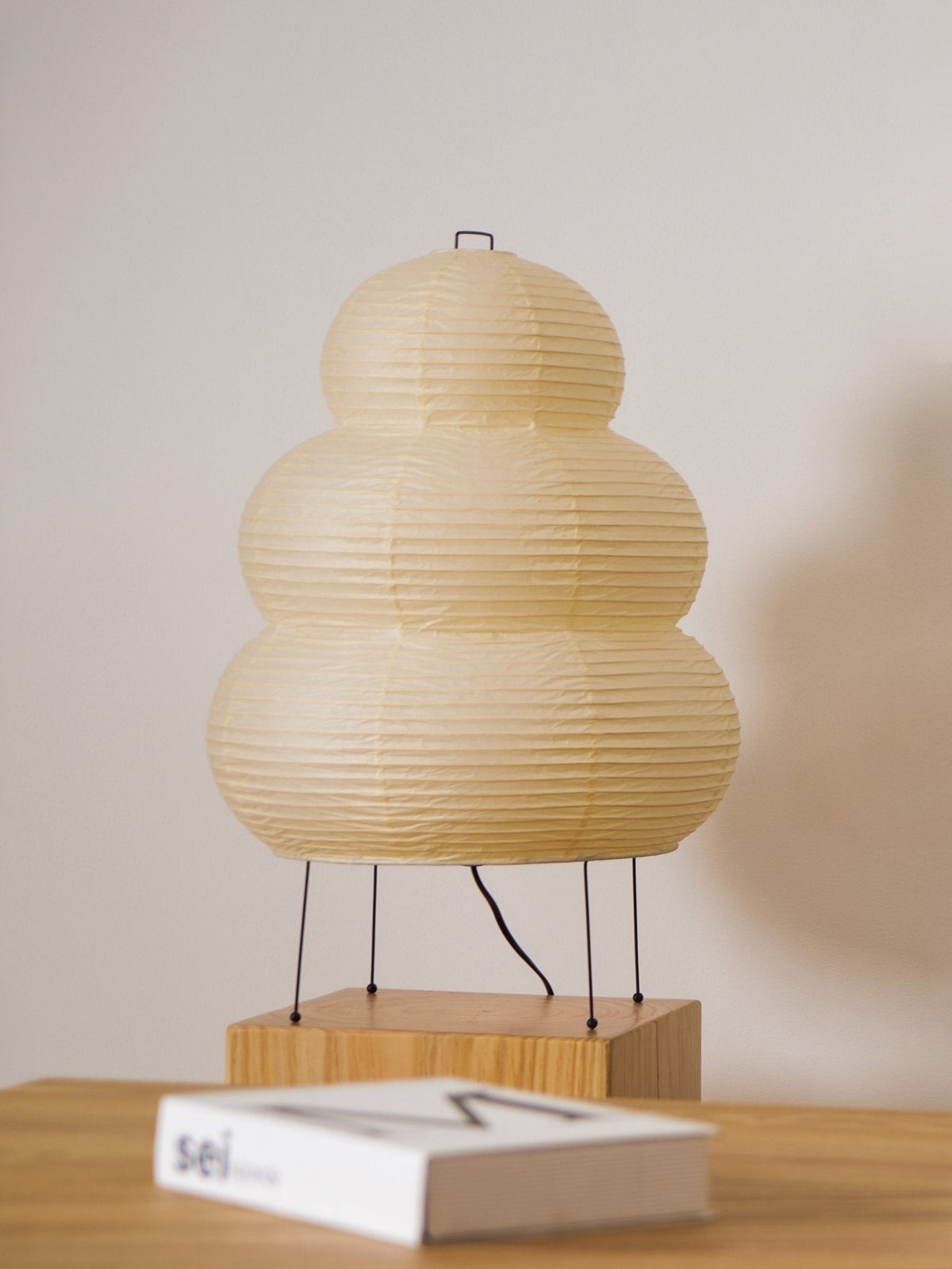 Lámpara de acento con pantalla de papel hecha a mano, 10 pulgadas de ancho, luz nocturna LED de brillo cálido para dormitorio, oficina, escritorio, rincón de lectura, estilo minimalista japonés