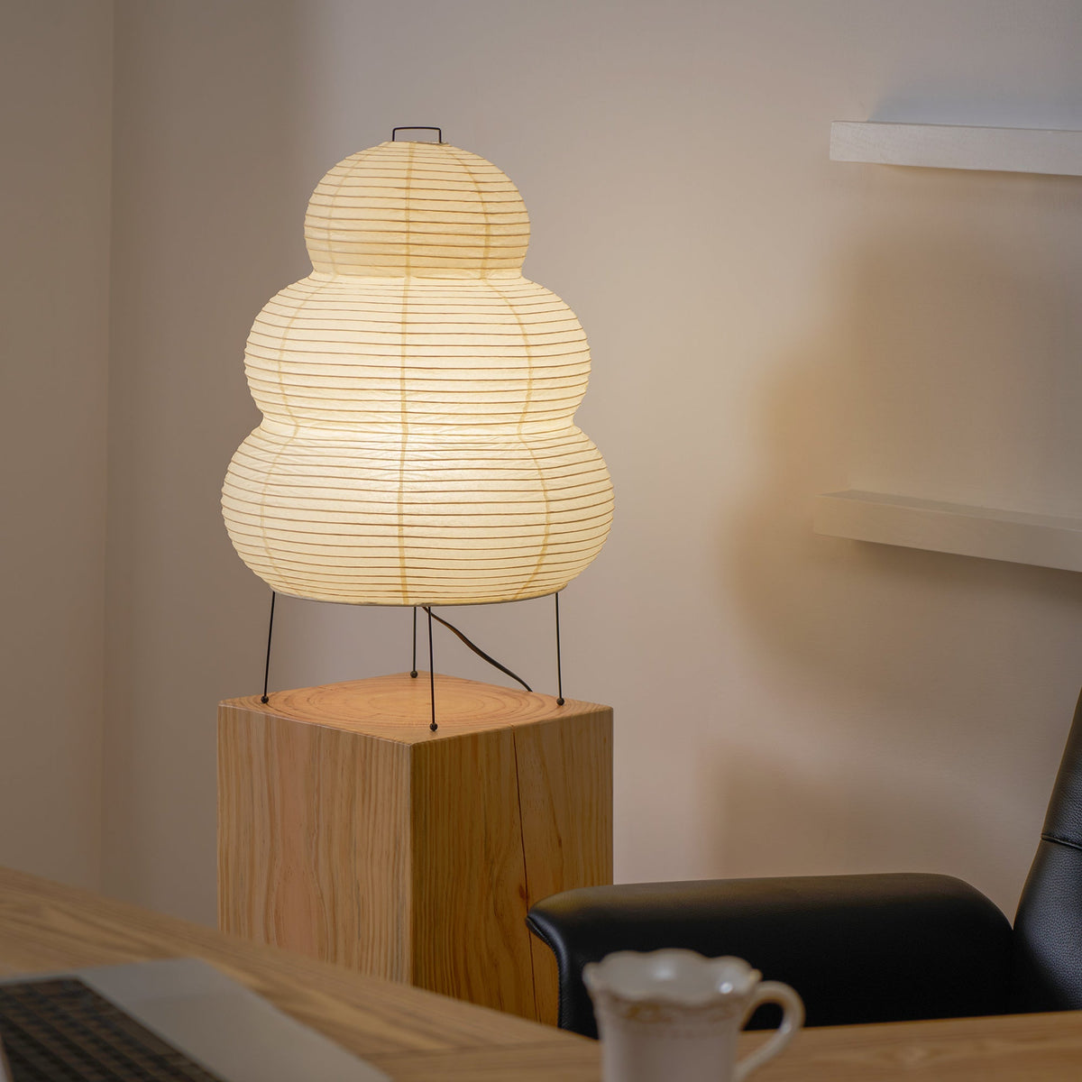 Lámpara de acento con pantalla de papel hecha a mano, 10 pulgadas de ancho, luz nocturna LED de brillo cálido para dormitorio, oficina, escritorio, rincón de lectura, estilo minimalista japonés
