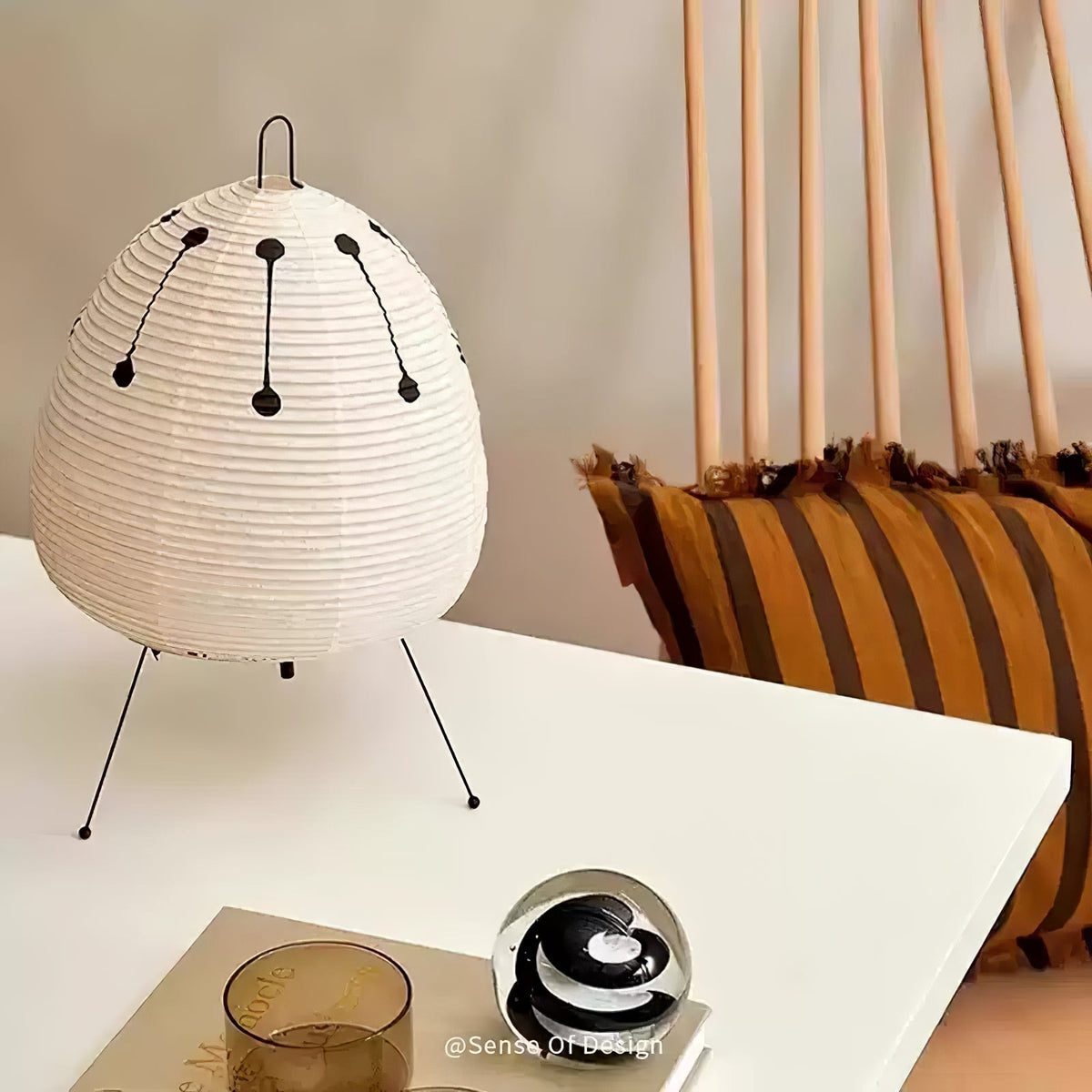 Lámpara de acento con pantalla de papel hecha a mano, 10 pulgadas de ancho, luz nocturna LED de brillo cálido para dormitorio, oficina, escritorio, rincón de lectura, estilo minimalista japonés