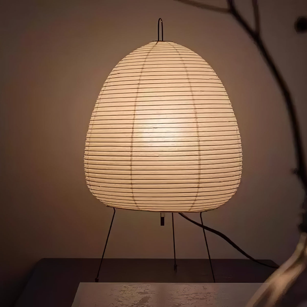 Lámpara de acento con pantalla de papel hecha a mano, 10 pulgadas de ancho, luz nocturna LED de brillo cálido para dormitorio, oficina, escritorio, rincón de lectura, estilo minimalista japonés