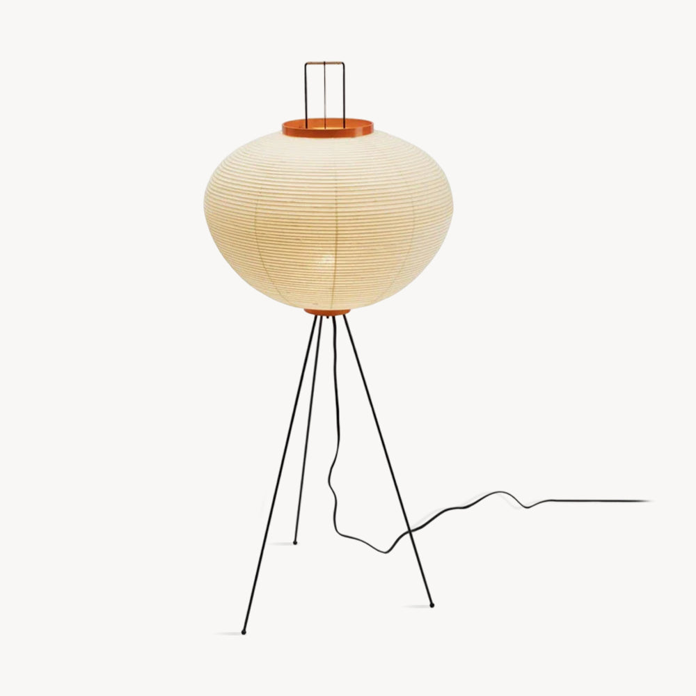 Handcrafted Paper Shade Tripod Standing Lamp 20 in White for Living Room Bedroom Reading Nook Accent Light Japandi Minimalist Decor | Thomler