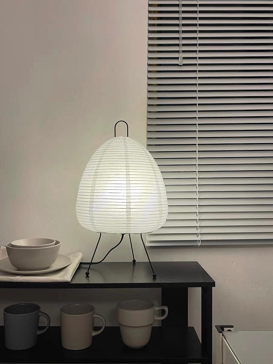 Lámpara de acento con pantalla de papel hecha a mano, 10 pulgadas de ancho, luz nocturna LED de brillo cálido para dormitorio, oficina, escritorio, rincón de lectura, estilo minimalista japonés