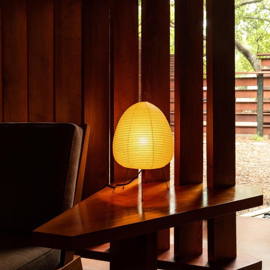 Lámpara de acento con pantalla de papel hecha a mano, 10 pulgadas de ancho, luz nocturna LED de brillo cálido para dormitorio, oficina, escritorio, rincón de lectura, estilo minimalista japonés