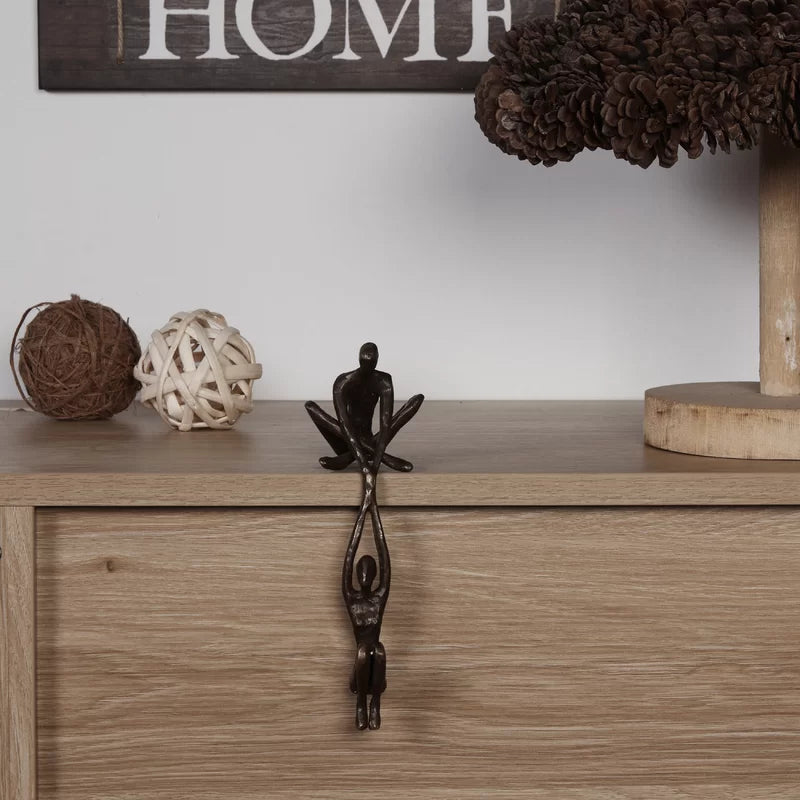Abstract polystone beeldje zwart 8 inch tafelaccent voor eigentijdse interieurdecoratie plankdisplay slaapkamer kantoor kunstsculptuur | Thomler