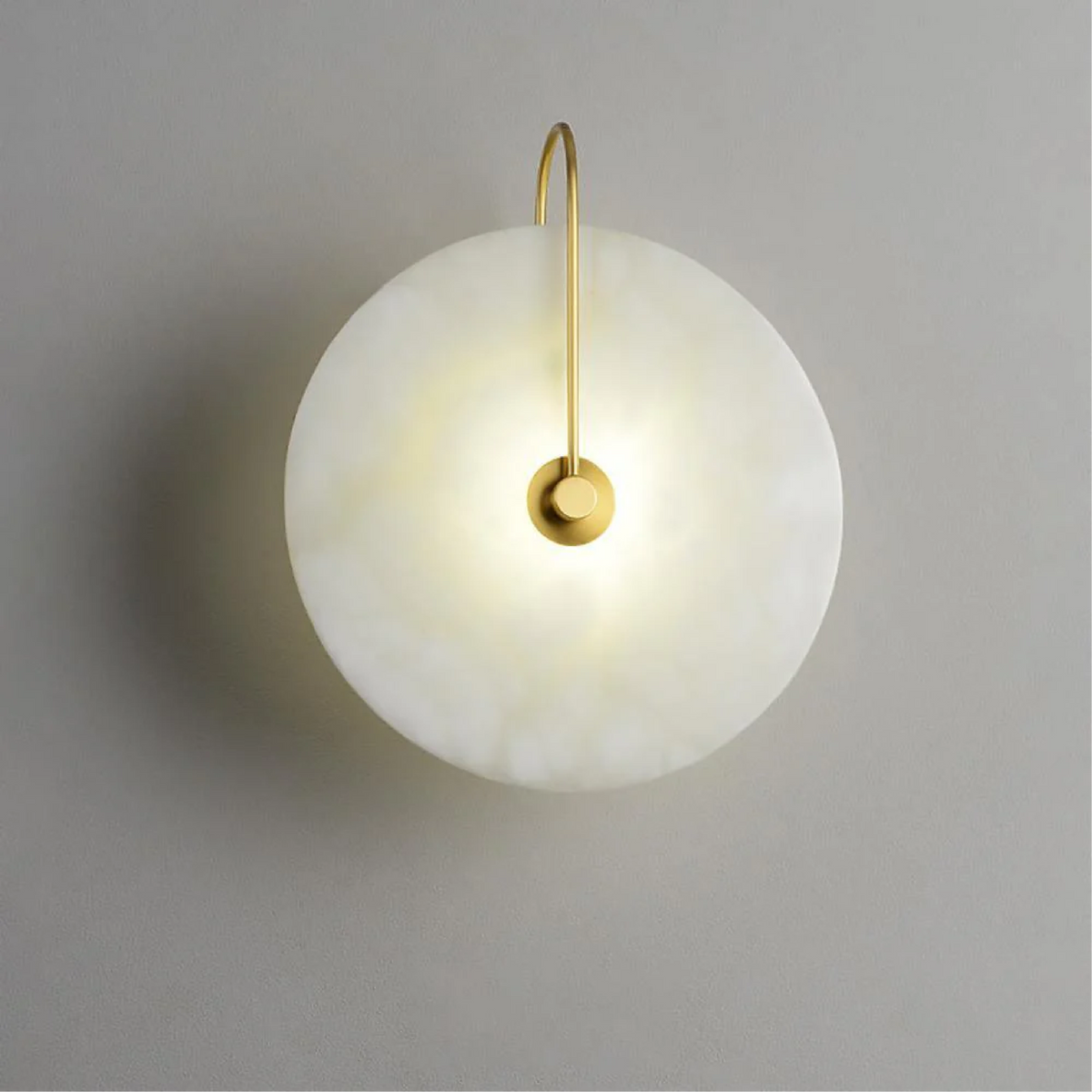 Natural Stone Sconce with Integrated LED 6-12 inch Diameter Warm White Light for Bedroom Hallway Living Room Available in Gold or Black Meta | Thomler