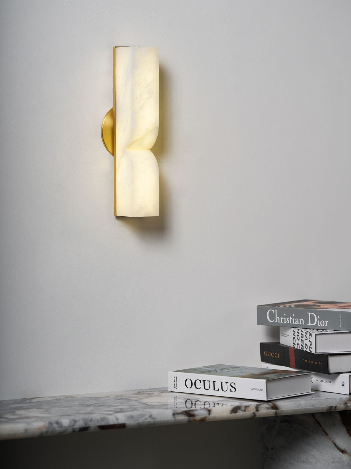 Alabaster LED Wall Light Fixture 14 inches Hardwired Gold Black Finish Adjustable Color Temperature for Bedroom Hallway Living Room Modern A | Thomler