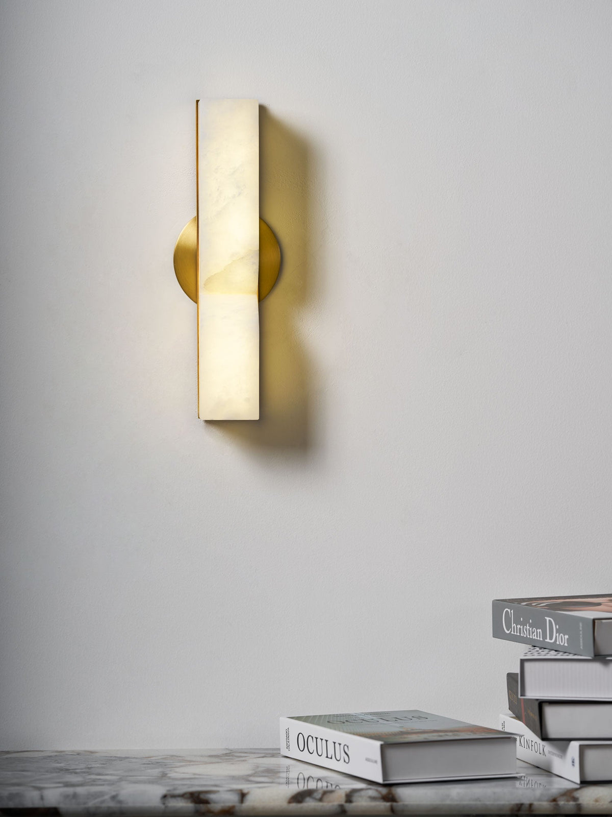 Alabaster LED Wall Light Fixture 14 inches Hardwired Gold Black Finish Adjustable Color Temperature for Bedroom Hallway Living Room Modern A | Thomler