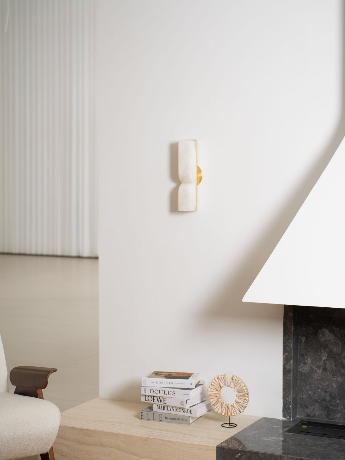 Alabaster LED Wall Light Fixture 14 inches Hardwired Gold Black Finish Adjustable Color Temperature for Bedroom Hallway Living Room Modern A | Thomler