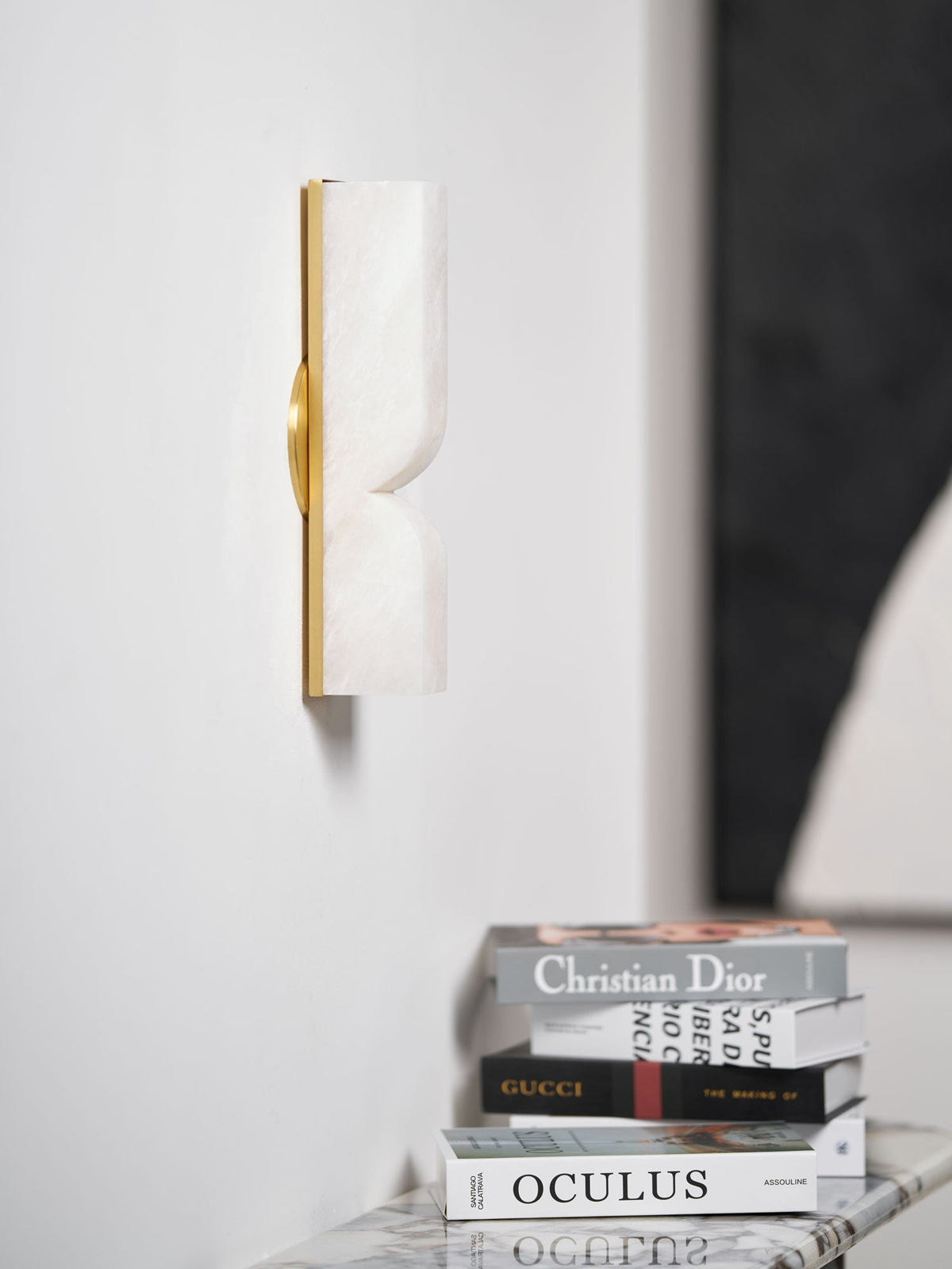 Alabaster LED Wall Light Fixture 14 inches Hardwired Gold Black Finish Adjustable Color Temperature for Bedroom Hallway Living Room Modern A | Thomler