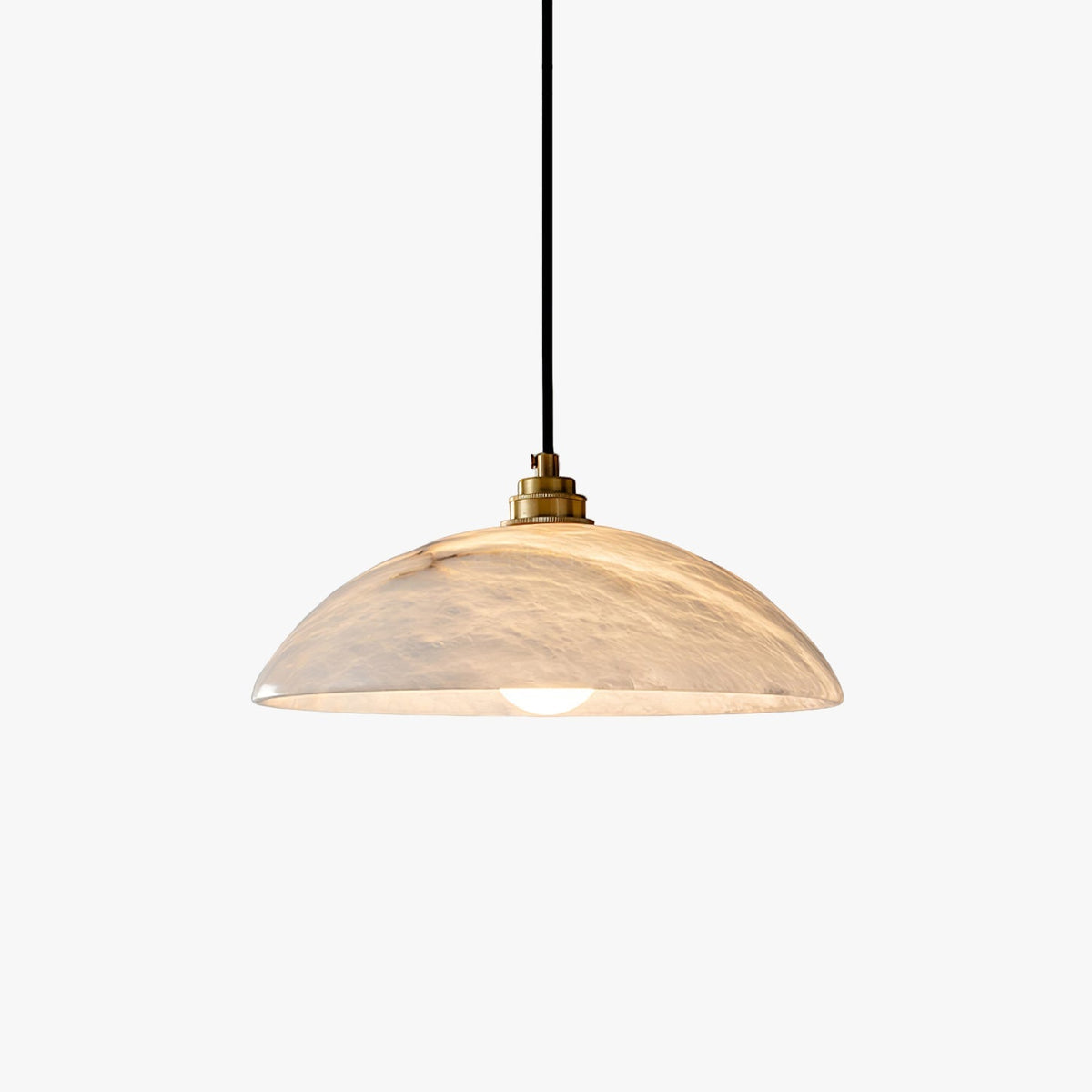 Lámpara de techo tipo globo de piedra blanca de 16 pulgadas, domo con cable ajustable para isla de cocina, comedor o sala de estar, lámpara colgante con casquillo E26 | Thomler